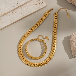 Conjunto de joyería para mujer de 1 pieza de acero inoxidable en color dorado con forma irregular simple h5 Imagen4