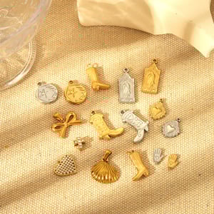 Pendentif DIY en forme de bottes de cowboy en acier inoxydable (1 paire) h5 Image2