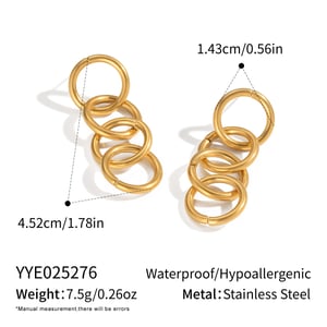 1 par de pendientes sencillos de acero inoxidable con forma circular para mujer, color dorado h5