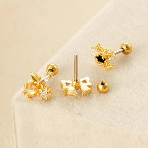 1 Stück Herz Kupfer Gold Farbe Zirkon Piercing Ohrring h5 Bild3