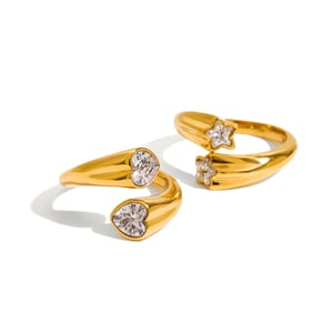 1 Piece Personality Star Stainless Steel Gold Color Women's Gemstone Rings h5 Picture9
