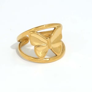 1 Piece Simple Series Casual Butterfly Stainless Steel   Gold Color  Minimalist Rings h5