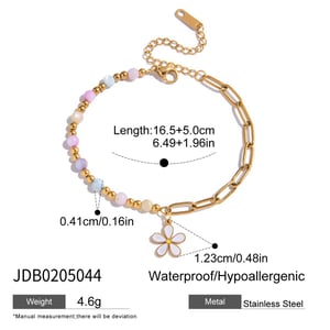 1 Piece Delicate Flower Stainless Steel Gold Color Women's Charm Bracelets h5 Picture2