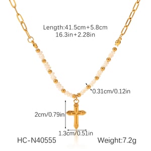 1 Pair Simple Series Daily Cross Stainless Steel  Women's Pendant Necklaces h5 Picture2