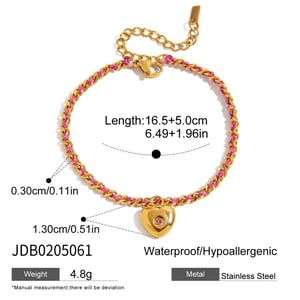 1 Piece Retro Heart Stainless Steel Gold Color Women's Charm Bracelets h5 Picture2