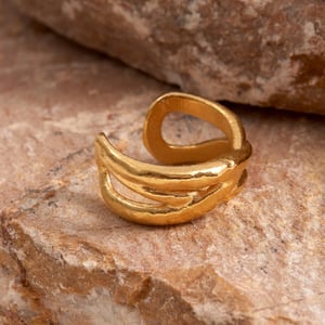 1 Piece Modern Twist Stainless Steel Gold Color Minimalist Rings h5 Picture7