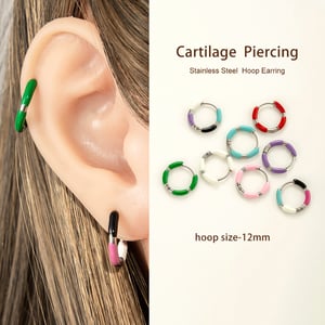 1 Piece Colorful Circle Stainless Steel Women's Hoop Earrings h5 Picture5