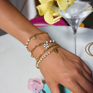 1 Piece Delicate Flower Stainless Steel Gold Color Women's Charm Bracelets h5 Picture5
