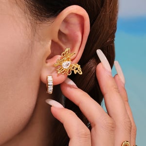 1 Piece Elegant Butterfly Stainless Steel Gold Color Zircon Women's Ear Cuffs h5 Picture5
