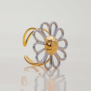 1 Piece Minimalist Flower Stainless Steel Gold Color Statement Rings h5 Picture6
