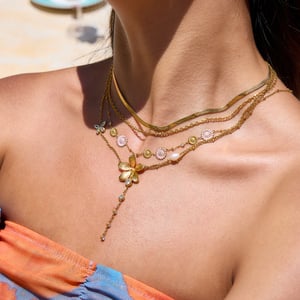 1 Piece Exquisite Flower Tassels Stainless Steel Gold Color Women's Pendant Necklaces h5 Picture4