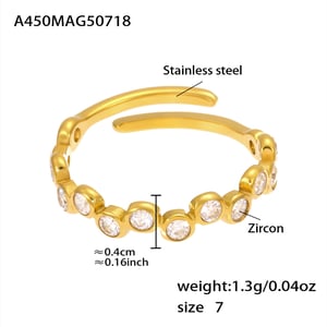 1 Piece Exquisite Circle Stainless Steel Gold Color Zircon Women's Gemstone Rings h5