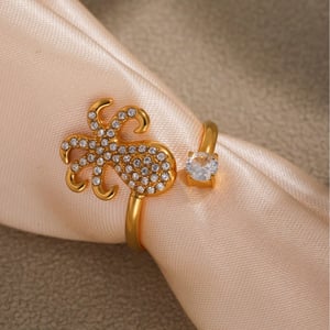 1 Piece Vacation Sea Horse Stainless Steel Gold Color Statement Rings h5 Picture8