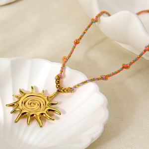 1 Pair Classic Series Retro Sun/Moon Stainless Steel Women's  Pendant Necklaces h5 Picture3