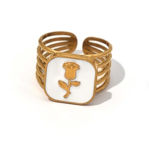 1 pezzo semplice serie retrò fiore in acciaio inossidabile color oro anelli minimalisti h5 