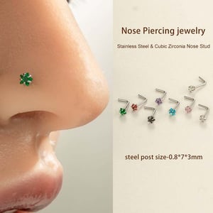1 Piece Stainless Steel Zircon Nose Stud h5 Picture4