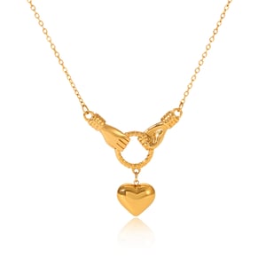 1 Stück Damen-Halsketten mit Anhänger in Herzform aus Edelstahl in Goldfarbe h5 