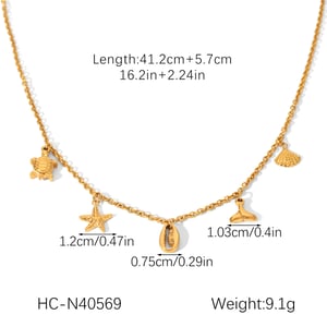 1 Piece Oceanic Turtle Stainless Steel Gold Color Women's Pendant Necklaces h5 Picture2