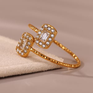 1 Piece Luxurious Heart Stainless Steel Gold Color Women's Gemstone Rings h5 Picture4
