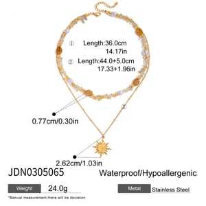 Collana a strati da donna in acciaio inossidabile color oro con sole bohémien, 1 pezzo h5 Immagine2