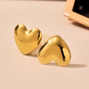 1 Pair Minimalist Heart Stainless Steel Gold Color Women's Stud Earrings h5 Picture4