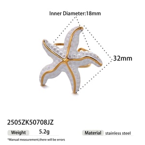 Starfish Stainless Steel Gold Color Earrings Set h5