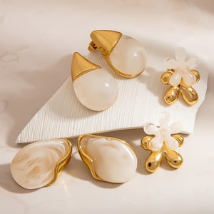 1 Pair Flower Droplet Irregular Shape Stainless Steel  Women's Stud Earrings h5 Picture3