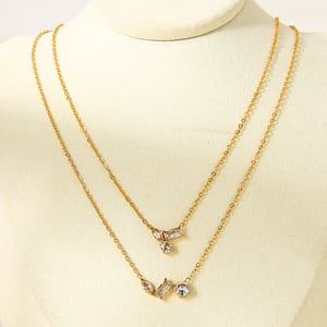 1 Stück Halskette mit goldfarbenem Zirkonia-Anhänger aus Edelstahl h5 Bild2