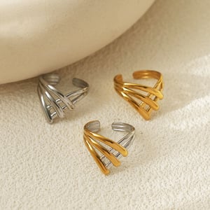1 Piece Simple Series Casual Irregular Shape Stainless Steel   Gold Color  Minimalist Rings h5 Picture8
