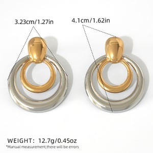 1 Pair Simple Circle Stainless Steel   Gold Color Women's Stud Earrings h5 Picture2