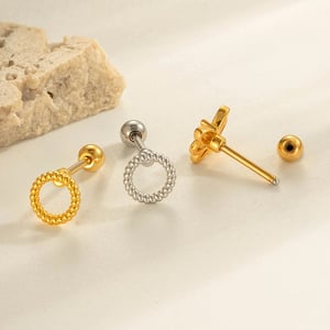 1 Piece Geometric Copper Gold Color Zircon Women's Piercing Earrings h5 Picture3