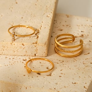1 Stück Simple Series Daily Cross Edelstahl Goldfarbenes Ringset h5 Bild3