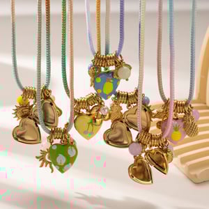 1 Piece Retro Heart Cross Natural Stones  Gold Color Pendant Necklace h5 Picture3