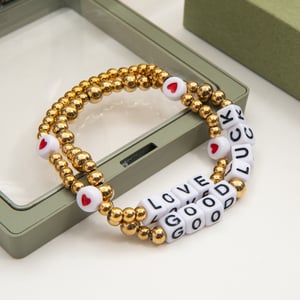 1 Piece Classic Letter Stainless Steel Women's Beaded Bracelets h5 Picture8