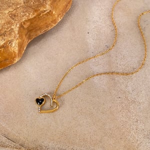 1 Stück Halskette mit Herzanhänger aus Edelstahl in Goldfarbe h5 Bild4