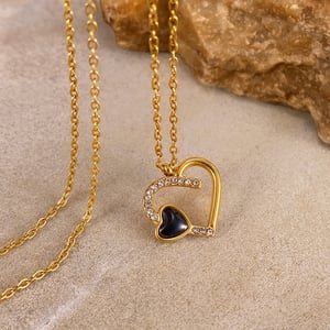 1 Stück Halskette mit Herzanhänger aus Edelstahl in Goldfarbe h5 Bild3