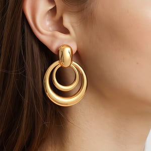1 Pair Simple Circle Stainless Steel   Gold Color Women's Stud Earrings h5 Picture7