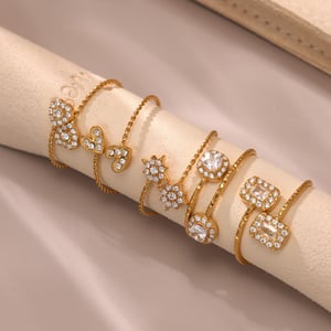 1 Piece Luxurious Heart Stainless Steel Gold Color Women's Gemstone Rings h5 Picture3