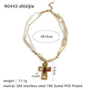 1 Stück Halskette mit Kreuzfisch-Anhänger aus Edelstahl in Goldfarbe h5 Bild2