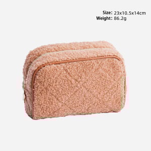 1 Piece Simple Solid Color Plush Makeup Bag h5 