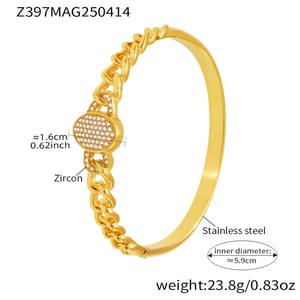 1 Piece Luxurious Series Oval Stainless Steel Gold Color Women's Bangles h5