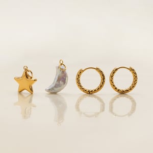 Set di gioielli da donna in acciaio inossidabile con perle d&#39;acqua dolce, sole e luna, 1 pezzo classico h5 Immagine8
