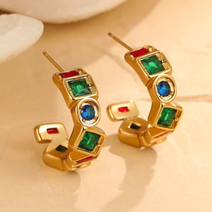 1 Pair Luxurious Series Stainless Steel Gold Color Hoop Earrings h5 Picture3