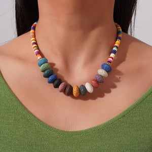 1 Piece Polychrome Beads Natural Stones Gold Color Women's Beaded Necklaces h5 Picture5