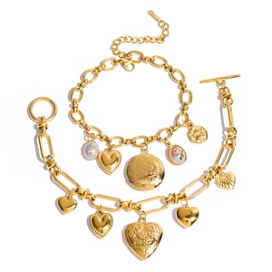 1 Piece Delicte Heart Stainless Steel Gold Color Women's Charm Bracelets h5 Picture9