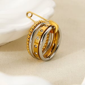 1 Pair Luxurious Series Punk Geometric Stainless Steel  Women's Ring h5 Picture4