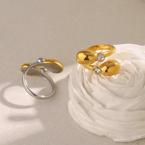 1 Piece Simple Series Casual Droplet Stainless Steel Gold Color Minimalist Rings h5 Picture6
