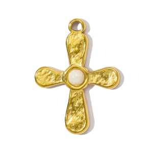 1 Stück Elegante Kreuz Natursteine Damen Anhänger h5 