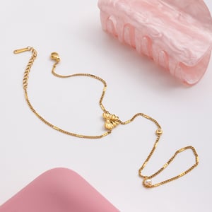 1 Piece Romantic Bow Knot Stainless Steel Gold Color Women's Chain Bracelets h5 Picture9
