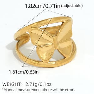 1 Piece Simple Series Casual Butterfly Stainless Steel   Gold Color  Minimalist Rings h5 Picture2